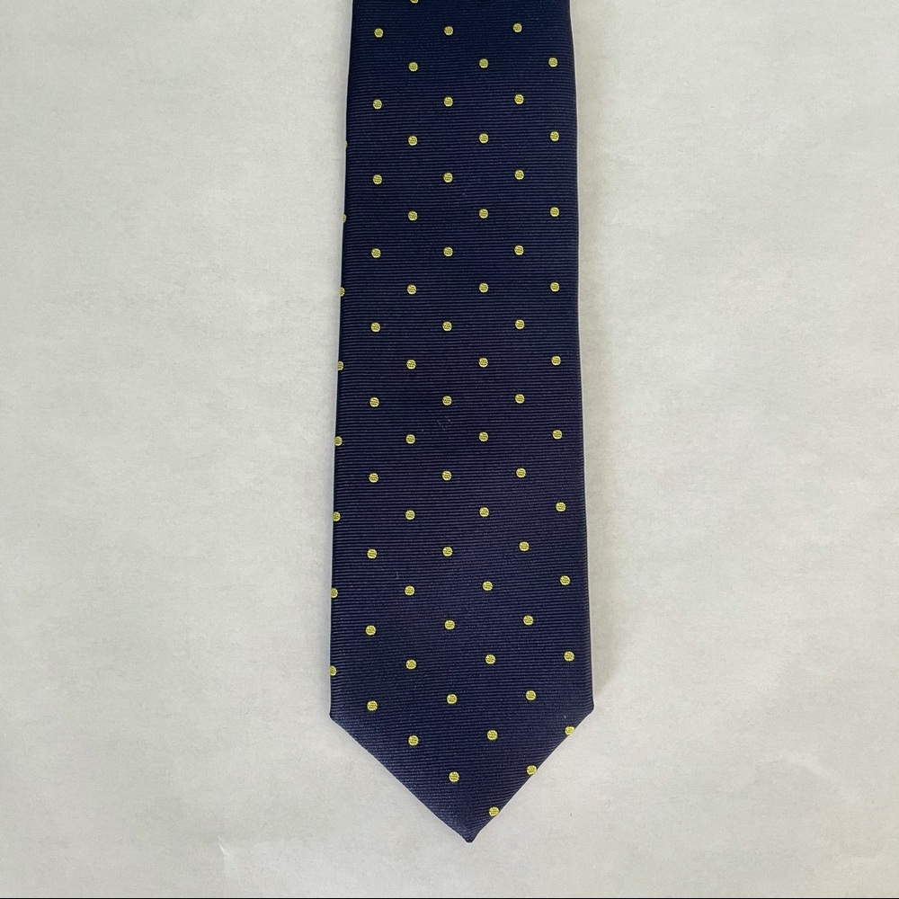 J.Crew Silk Tie in Navy/Yellow Polka Dot